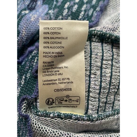 Free People Runched Scoop Neck Teal Green Floral Top Sz S NWOT - Picture 6 of 6